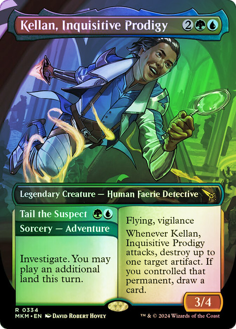 Kellan, Inquisitive Prodigy // Tail the Suspect (Borderless)\nMurders at Karlov Manor - Variants\nSingle\nMagic The Gathering