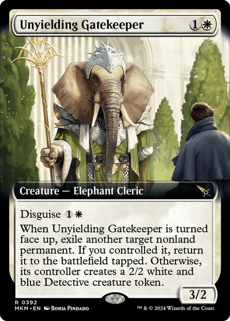 Unyielding Gatekeeper (Extended Art)\nMurders at Karlov Manor - Variants\nSingle\nMagic The Gathering