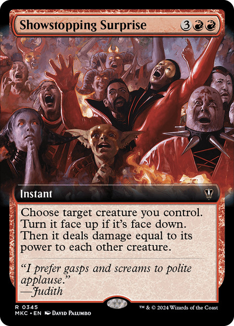Showstopping Surprise (Extended Art)\nMurders at Karlov Manor Commander - Variants\nSingle\nMagic The Gathering