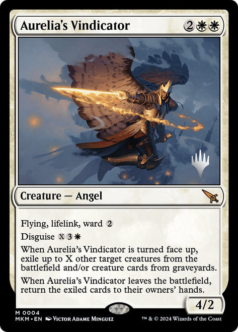 Aurelia's Vindicator (Promo Pack) (Murders at Karlov Manor)\nPromo: Planeswalker Stamped\nSingle\nMagic The Gathering