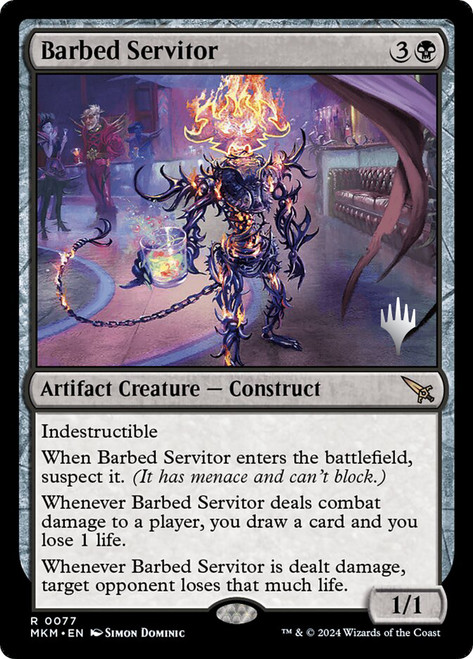 Barbed Servitor (Promo Pack) (Murders at Karlov Manor)\nPromo: Planeswalker Stamped\nSingle\nMagic The Gathering