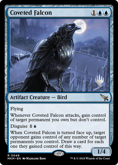 Coveted Falcon (Promo Pack) (Murders at Karlov Manor)\nPromo: Planeswalker Stamped\nSingle\nMagic The Gathering