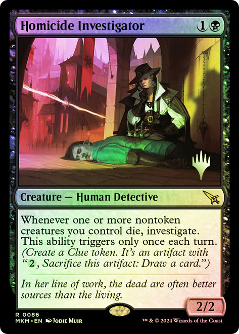 Homicide Investigator (Promo Pack) (Murders at Karlov Manor)\nPromo: Planeswalker Stamped\nSingle\nMagic The Gathering