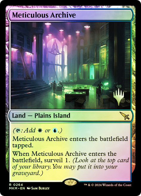 Meticulous Archive (Promo Pack) (Murders at Karlov Manor)\nPromo: Planeswalker Stamped\nSingle\nMagic The Gathering