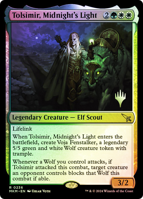 Tolsimir, Midnight's Light (Promo Pack) (Murders at Karlov Manor)\nPromo: Planeswalker Stamped\nSingle\nMagic The Gathering