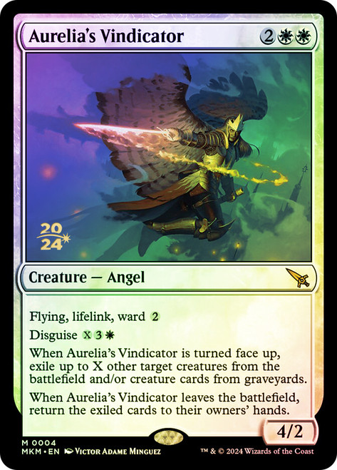 Aurelia's Vindicator (Prerelease) (Murders at Karlov Manor)\nPromo: Date Stamped\nSingle\nMagic The Gathering