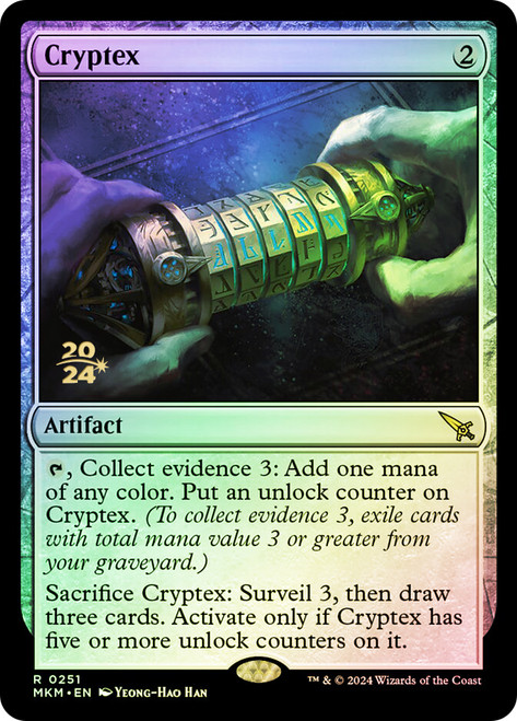 Cryptex (Prerelease) (Murders at Karlov Manor)\nPromo: Date Stamped\nSingle\nMagic The Gathering
