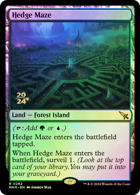 Hedge Maze (Prerelease) (Murders at Karlov Manor)\nPromo: Date Stamped\nSingle\nMagic The Gathering