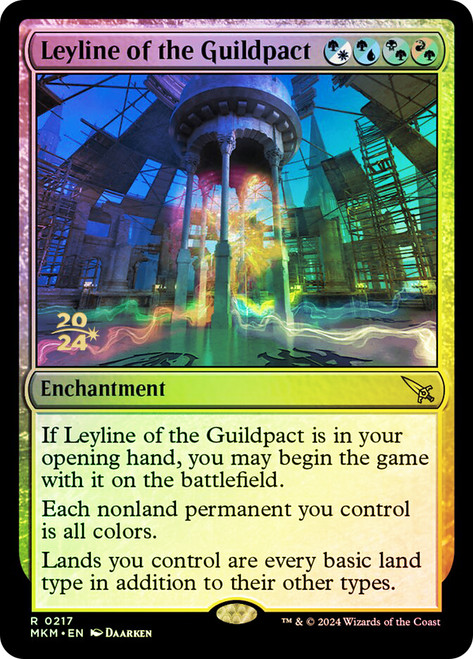 Leyline of the Guildpact (Prerelease) (Murders at Karlov Manor)\nPromo: Date Stamped\nSingle\nMagic The Gathering