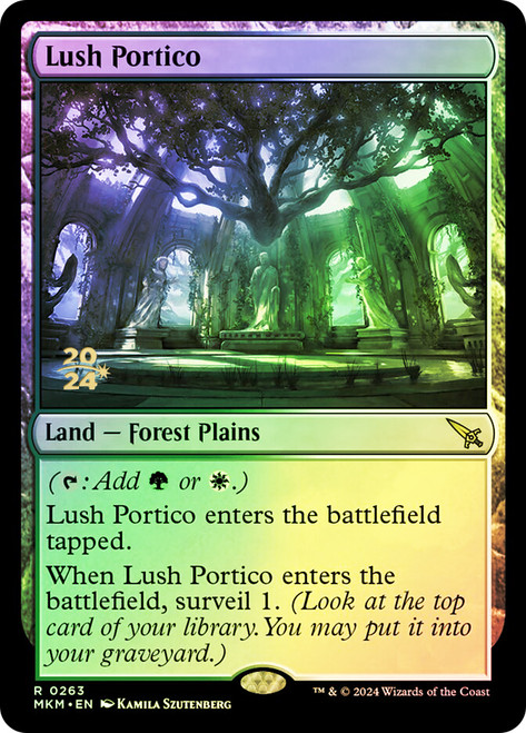 Lush Portico (Prerelease) (Murders at Karlov Manor)\nPromo: Date Stamped\nSingle\nMagic The Gathering