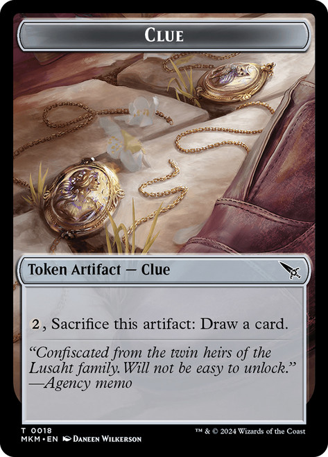 {Clue Token} (#018)\nMurders at Karlov Manor\nSingle\nMagic The Gathering