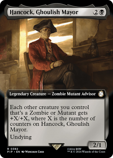 Hancock, Ghoulish Mayor (Extended Art)\nFallout Commander - Variants\nSingle\nMagic The Gathering