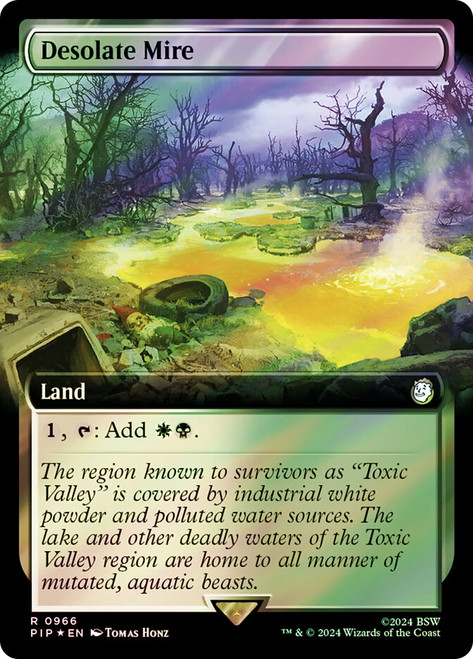 Desolate Mire (Extended Art) (Surge Foil)\nFallout Commander - Alternate Foil Variants\nSingle\nMagic The Gathering