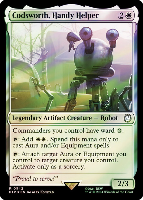 Codsworth, Handy Helper (Surge Foil)\nFallout Commander - Alternate Foil\nSingle\nMagic The Gathering