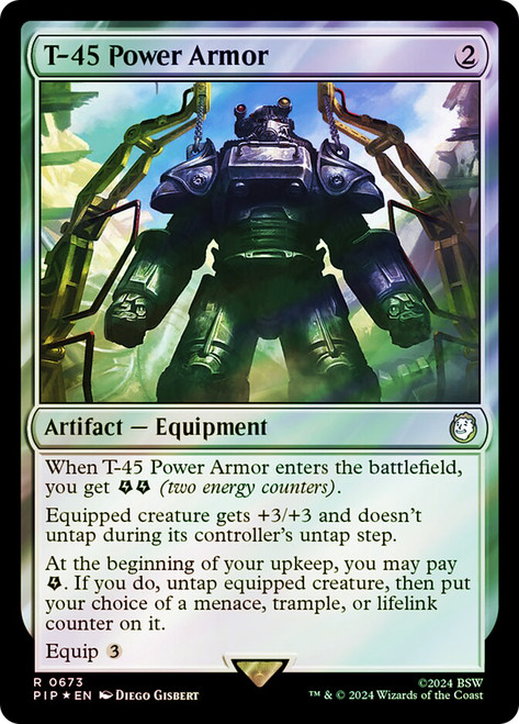 T-45 Power Armor (Surge Foil)\nFallout Commander - Alternate Foil\nSingle\nMagic The Gathering