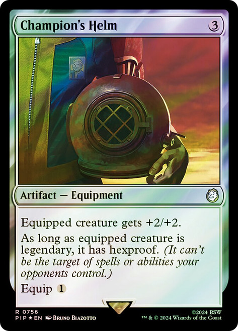 Champion's Helm (Surge Foil)\nFallout Commander - Alternate Foil\nSingle\nMagic The Gathering