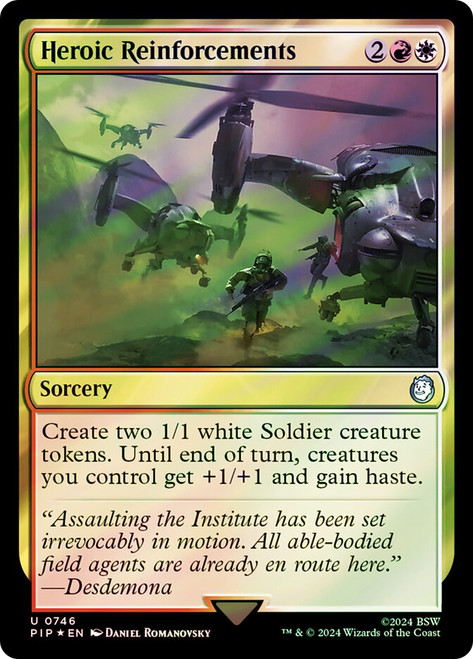 Heroic Reinforcements (Surge Foil)\nFallout Commander - Alternate Foil\nSingle\nMagic The Gathering
