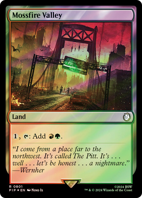 Mossfire Valley (Surge Foil)\nFallout Commander - Alternate Foil\nSingle\nMagic The Gathering