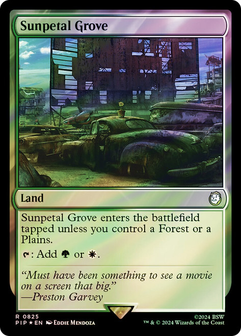 Sunpetal Grove (Surge Foil)\nFallout Commander - Alternate Foil\nSingle\nMagic The Gathering