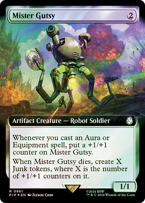 Mister Gutsy (Extended Art) (Surge Foil)\nFallout Commander - Alternate Foil Variants\nSingle\nMagic The Gathering