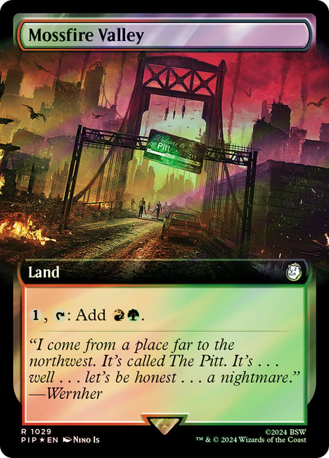 Mossfire Valley (Extended Art) (Surge Foil)\nFallout Commander - Alternate Foil Variants\nSingle\nMagic The Gathering