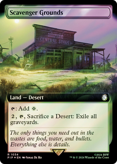Scavenger Grounds (Extended Art) (Surge Foil)\nFallout Commander - Alternate Foil Variants\nSingle\nMagic The Gathering