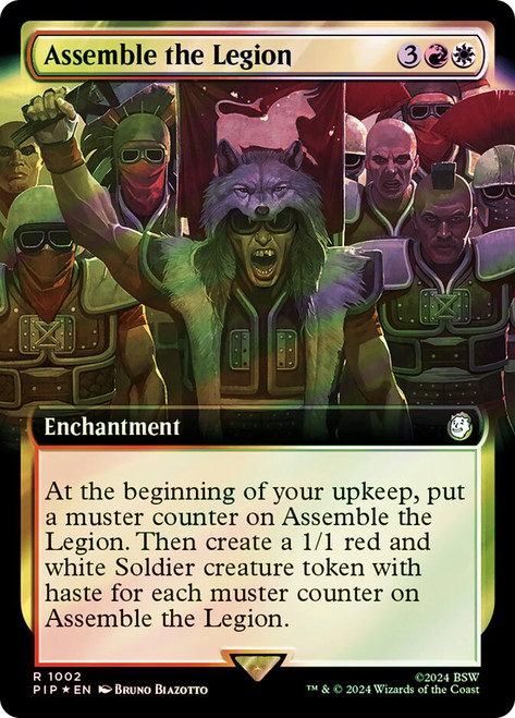 Assemble the Legion (Extended Art) (Surge Foil)\nFallout Commander - Alternate Foil Variants\nSingle\nMagic The Gathering