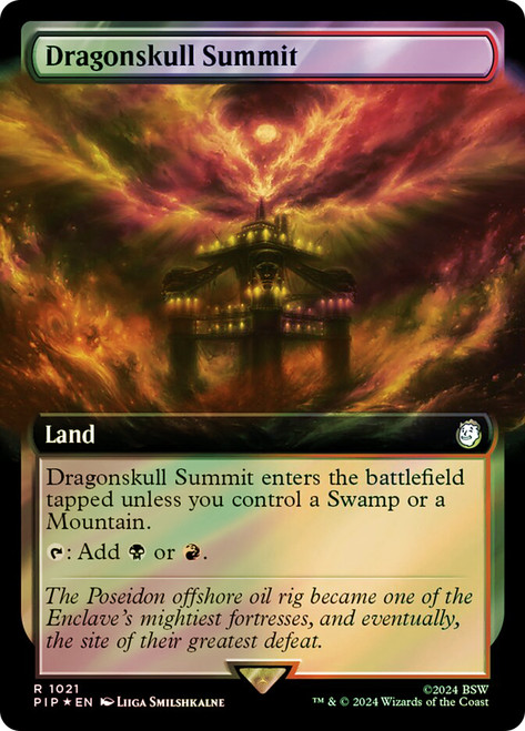 Dragonskull Summit (Extended Art) (Surge Foil)\nFallout Commander - Alternate Foil Variants\nSingle\nMagic The Gathering