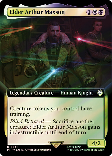 Elder Arthur Maxson (Extended Art) (Surge Foil)\nFallout Commander - Alternate Foil Variants\nSingle\nMagic The Gathering