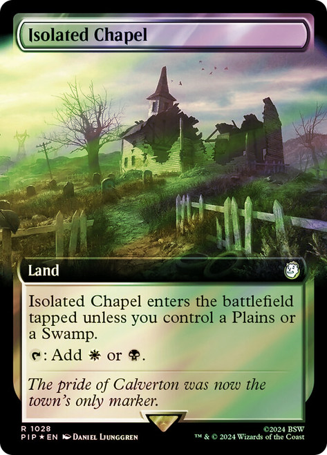 Isolated Chapel (Extended Art) (Surge Foil)\nFallout Commander - Alternate Foil Variants\nSingle\nMagic The Gathering