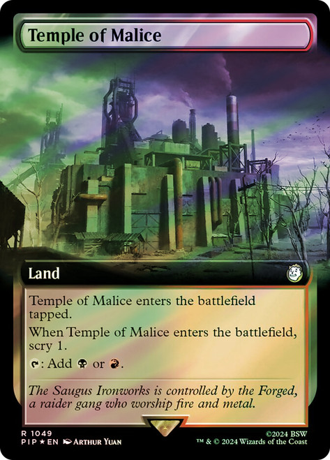 Temple of Malice (Extended Art) (Surge Foil)\nFallout Commander - Alternate Foil Variants\nSingle\nMagic The Gathering