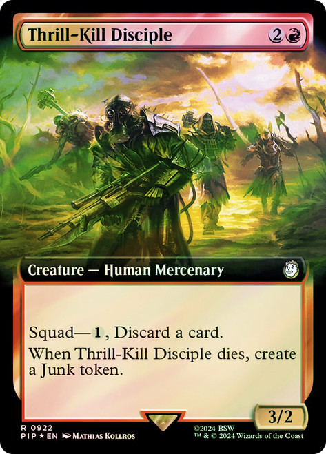 Thrill-Kill Disciple (Extended Art) (Surge Foil)\nFallout Commander - Alternate Foil Variants\nSingle\nMagic The Gathering