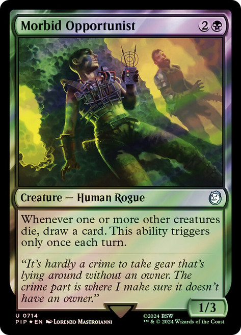 Morbid Opportunist (Surge Foil)\nFallout Commander - Alternate Foil\nSingle\nMagic The Gathering