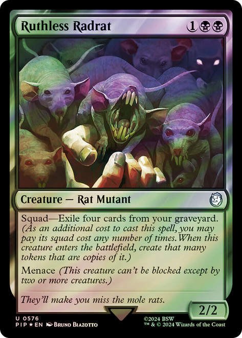 Ruthless Radrat (Surge Foil)\nFallout Commander - Alternate Foil\nSingle\nMagic The Gathering