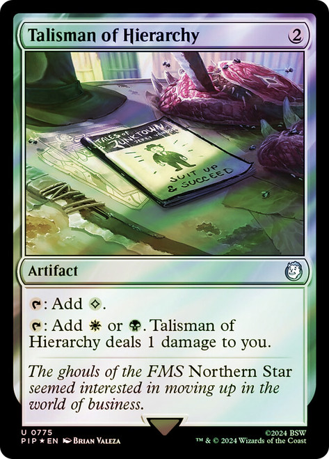 Talisman of Hierarchy (Surge Foil)\nFallout Commander - Alternate Foil\nSingle\nMagic The Gathering