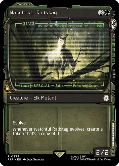 Watchful Radstag (Showcase)\nFallout Commander - Variants\nSingle\nMagic The Gathering