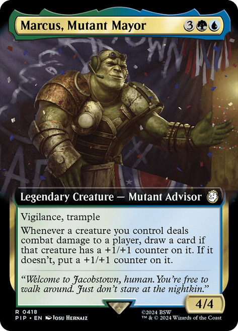 Marcus, Mutant Mayor (Extended Art)\nFallout Commander - Variants\nSingle\nMagic The Gathering