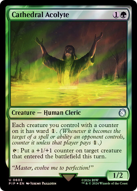 Cathedral Acolyte (Surge Foil)\nFallout Commander - Alternate Foil\nSingle\nMagic The Gathering