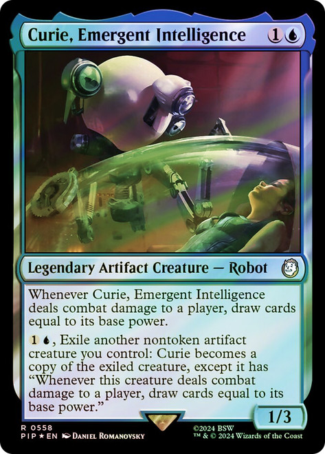 Curie, Emergent Intelligence (Surge Foil)\nFallout Commander - Alternate Foil\nSingle\nMagic The Gathering
