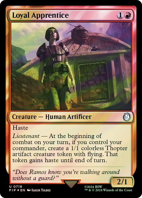 Loyal Apprentice (Surge Foil)\nFallout Commander - Alternate Foil\nSingle\nMagic The Gathering