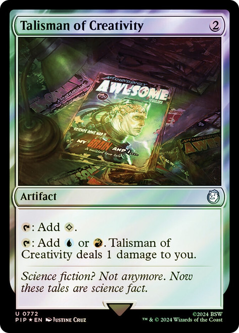 Talisman of Creativity (Surge Foil)\nFallout Commander - Alternate Foil\nSingle\nMagic The Gathering
