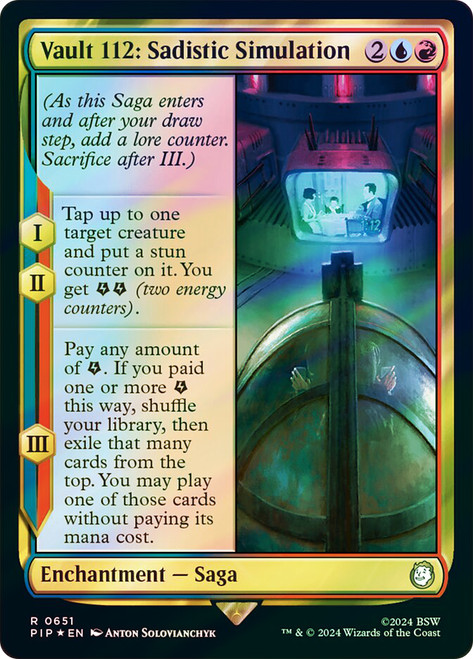 Vault 112: Sadistic Simulation (Surge Foil)\nFallout Commander - Alternate Foil\nSingle\nMagic The Gathering