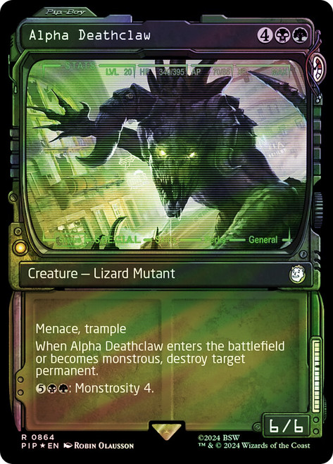 Alpha Deathclaw (Showcase) (Surge Foil)\nFallout Commander - Alternate Foil Variants\nSingle\nMagic The Gathering