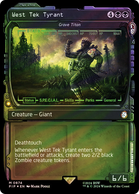 Grave Titan (West Tek Titan) (Showcase) (Surge Foil)\nFallout Commander - Alternate Foil Variants\nSingle\nMagic The Gathering