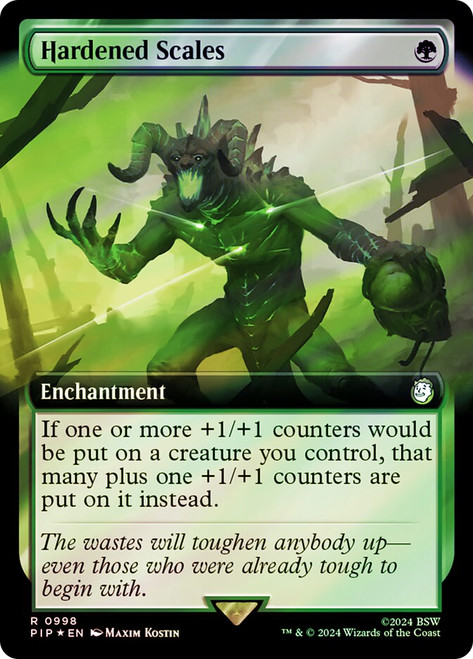 Hardened Scales (Extended Art) (Surge Foil)\nFallout Commander - Alternate Foil Variants\nSingle\nMagic The Gathering