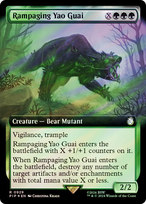 Rampaging Yao Guai (Extended Art) (Surge Foil)\nFallout Commander - Alternate Foil Variants\nSingle\nMagic The Gathering