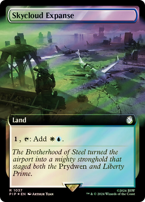 Skycloud Expanse (Extended Art) (Surge Foil)\nFallout Commander - Alternate Foil Variants\nSingle\nMagic The Gathering