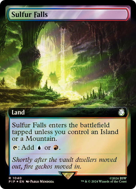 Sulfur Falls (Extended Art) (Surge Foil)\nFallout Commander - Alternate Foil Variants\nSingle\nMagic The Gathering