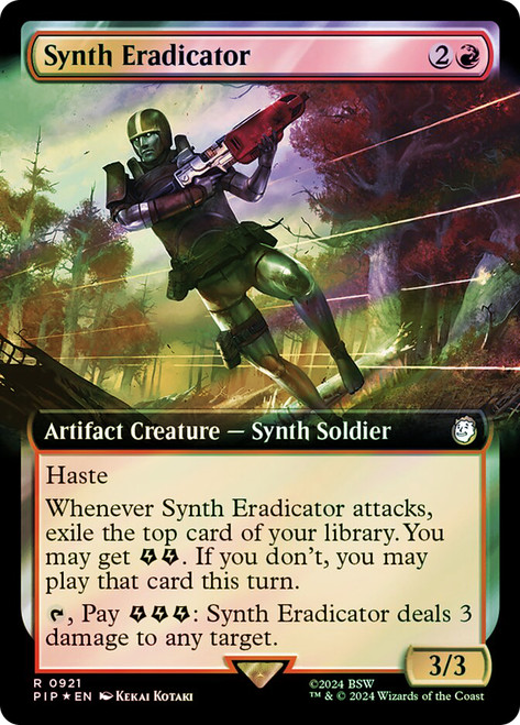 Synth Eradicator (Extended Art) (Surge Foil)\nFallout Commander - Alternate Foil Variants\nSingle\nMagic The Gathering