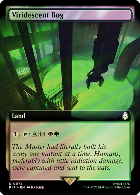 Viridescent Bog (Extended Art) (Surge Foil)\nFallout Commander - Alternate Foil Variants\nSingle\nMagic The Gathering